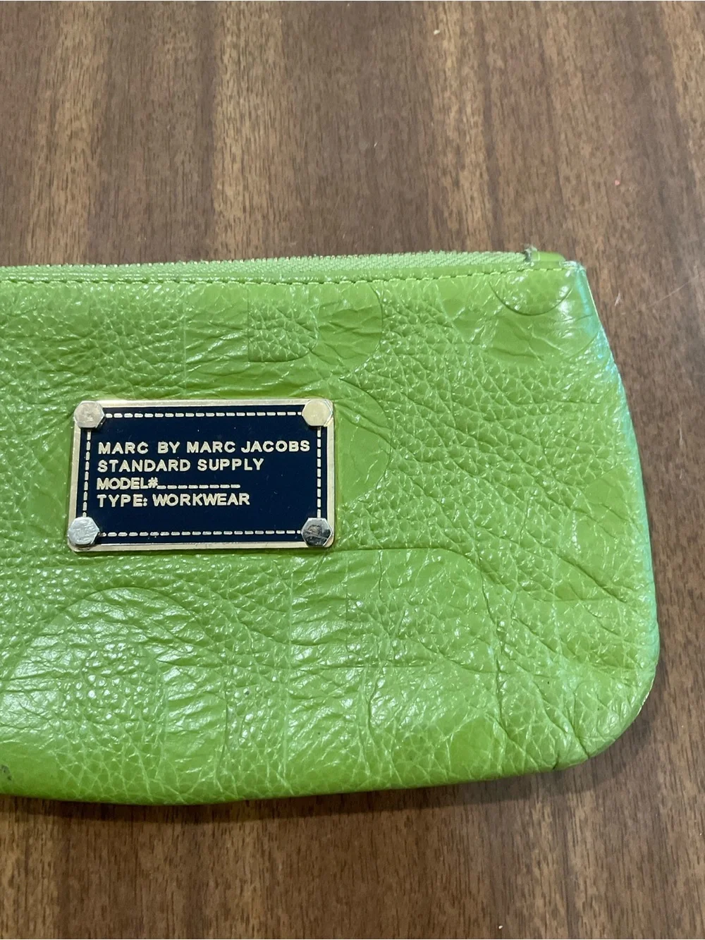 Marc by Marc Jacobs Bright Lime Green Leather Zip Wristlet pouch bag